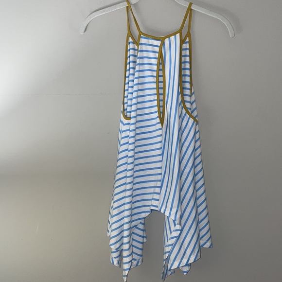 BLUE & WHITE STRIPE V TANK - Picture 2 of 5